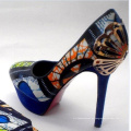 New West African Printed Fabrics Mode High Heel Schuhe (HCY02-1354)